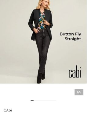Cabi Button Fly Straight Jeans - Black